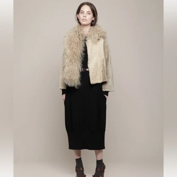 RARE OPENING CEREMONY Patchwork Shearling Jacket 100% Shearling Lamb Size medium - Picture 1 of 11